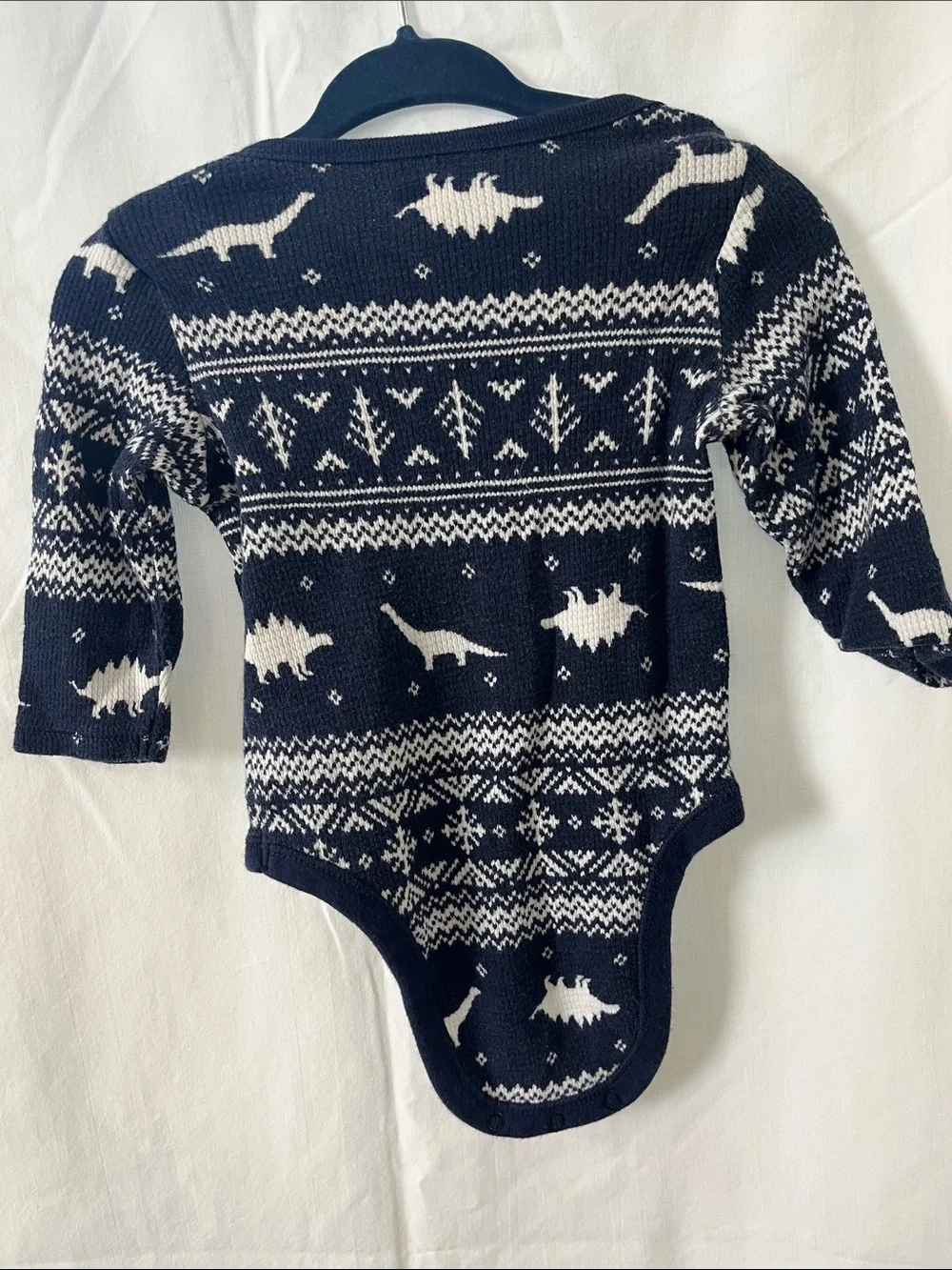 Old Navy Navy and White Dino Fair Isle Knit Baby One-Piece